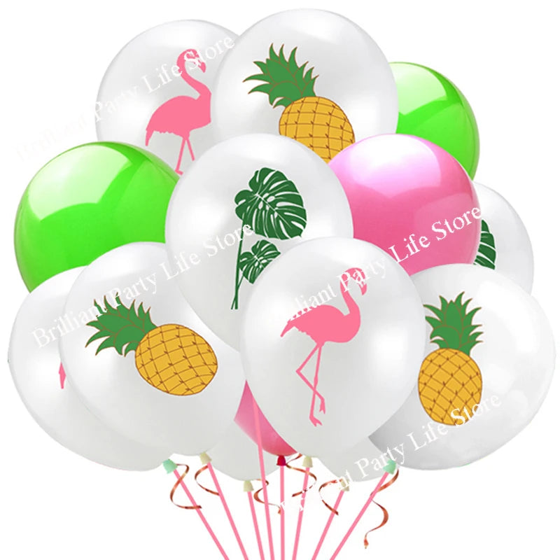 12 Peças Balões Festivos de Folhas de Aniversário Balões Verdes para Decoração Havaiana