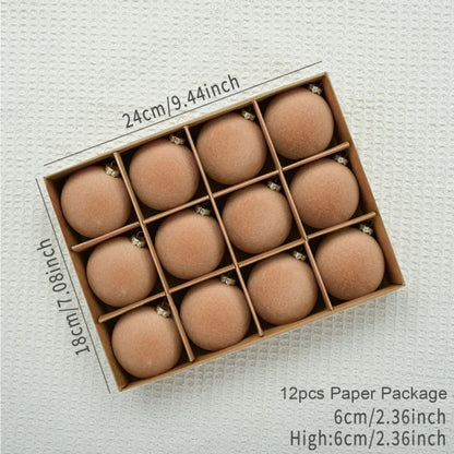 Bola de árvore de Natal reunida Veludo - 12 peças de enfeite de árvore bolas reunidas