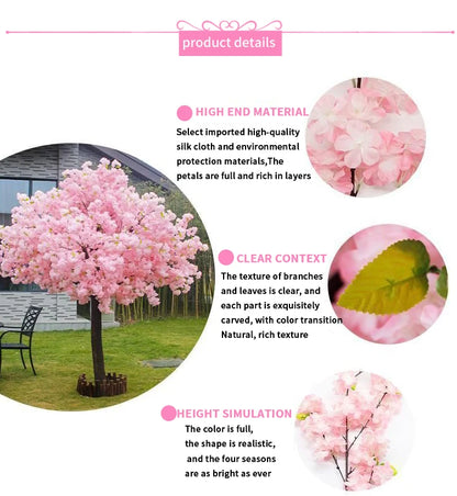 Árvore Flor Artificial Simulação de pouso de cerejeira artificial, enfeites florais e grande