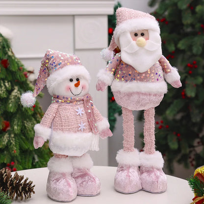 Boneco de Natal  Rosa Ornamentos Boneca De Pelúcia De Natal, Boneca De Pelúcia