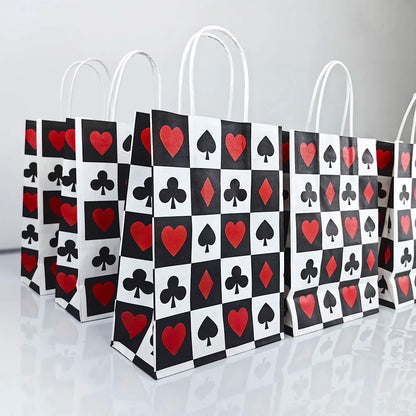 Bandejas de comida de papel festa de cassino, preto, vermelho, estampado e descartável