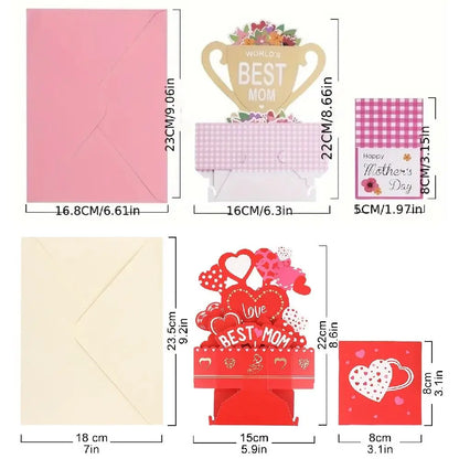 Cartão Pop Up 3D da Filha Cartões Feliz Dia das Mães para Melhor Mãe Cartão 3D Envelope