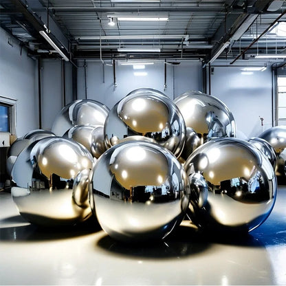 Bola de espelhos para shopping Bola de espelhos inflável, balão gigante espelhado prateado