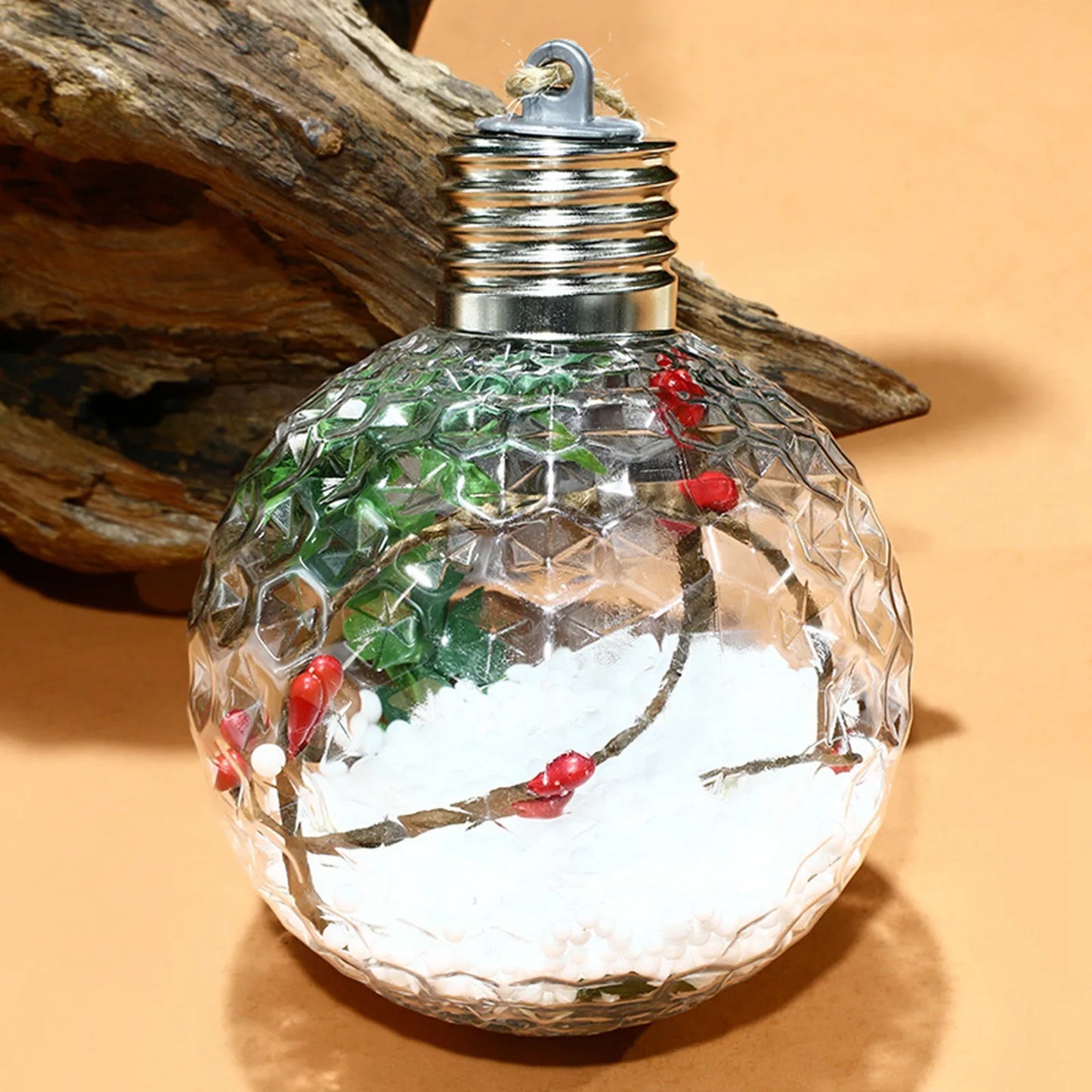 Lâmpada plástico transparente pendurar 1 esferas LED Luzes de Natal Esferas de Natal LED