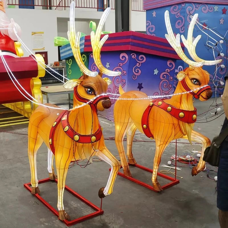 Papai Noel Treno com/ Saco de Presente 2 Renas shopping ao ar livre flash cervos ideias