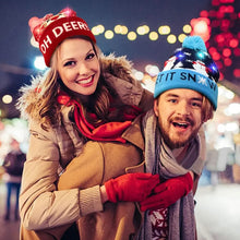 Carregar imagem no visualizador da galeria, Chapéu de suéter de natal com led iluminado gorro de natal gorro de malha
