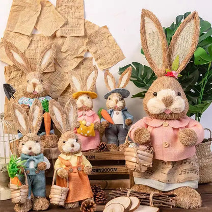 Coelho de Palha Páscoa Enfeites fofos de artigos de festa de Páscoa Coelho palha Páscoa