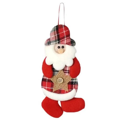 Kit 1 Enfeites Pendente Árvore Natal Papai Noel Boneco De Neve Xadrez 17cm*9cm