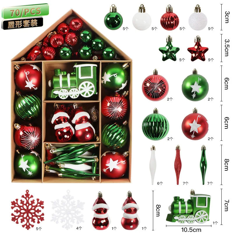 Bolas Natal Diversificados Conjunto de 72 peças de Enfeites de Bolas de Natal Clássico