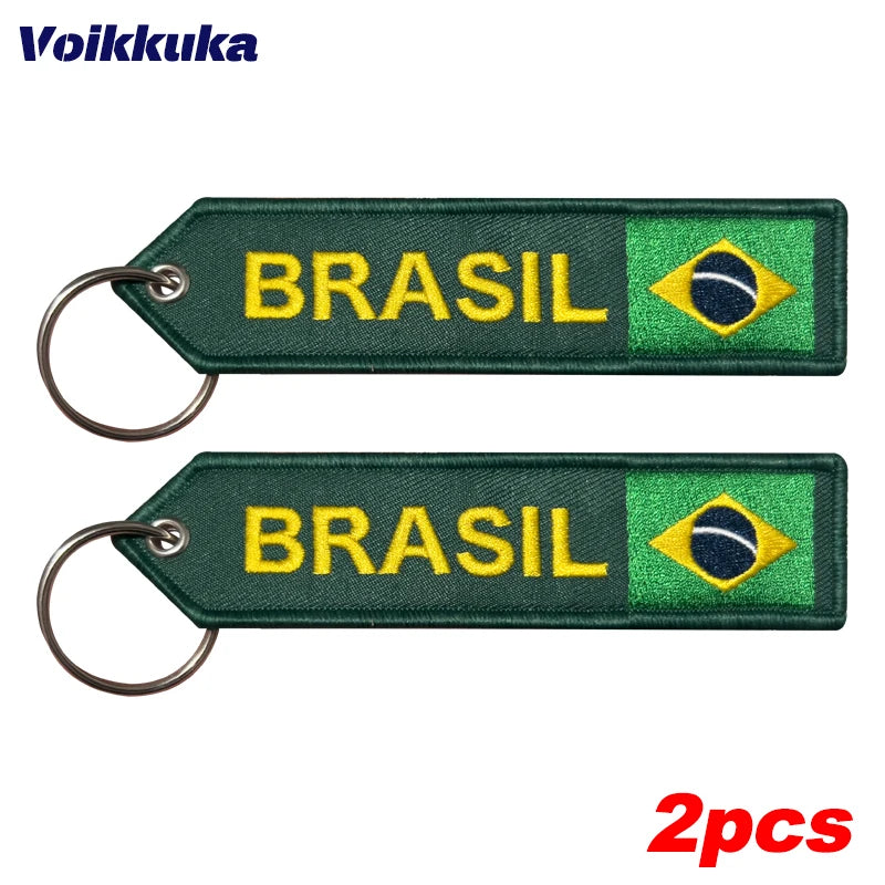 Chaveiro Copa do Mundo Anel Chaveiro Bandeira Nacional Brasileira Azul e Amarelo Misto