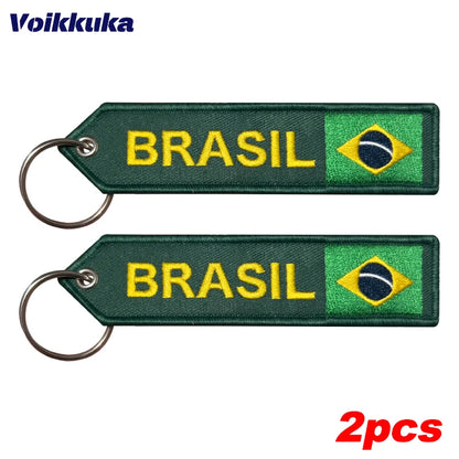 Chaveiro Copa do Mundo Anel Chaveiro Bandeira Nacional Brasileira Azul e Amarelo Misto