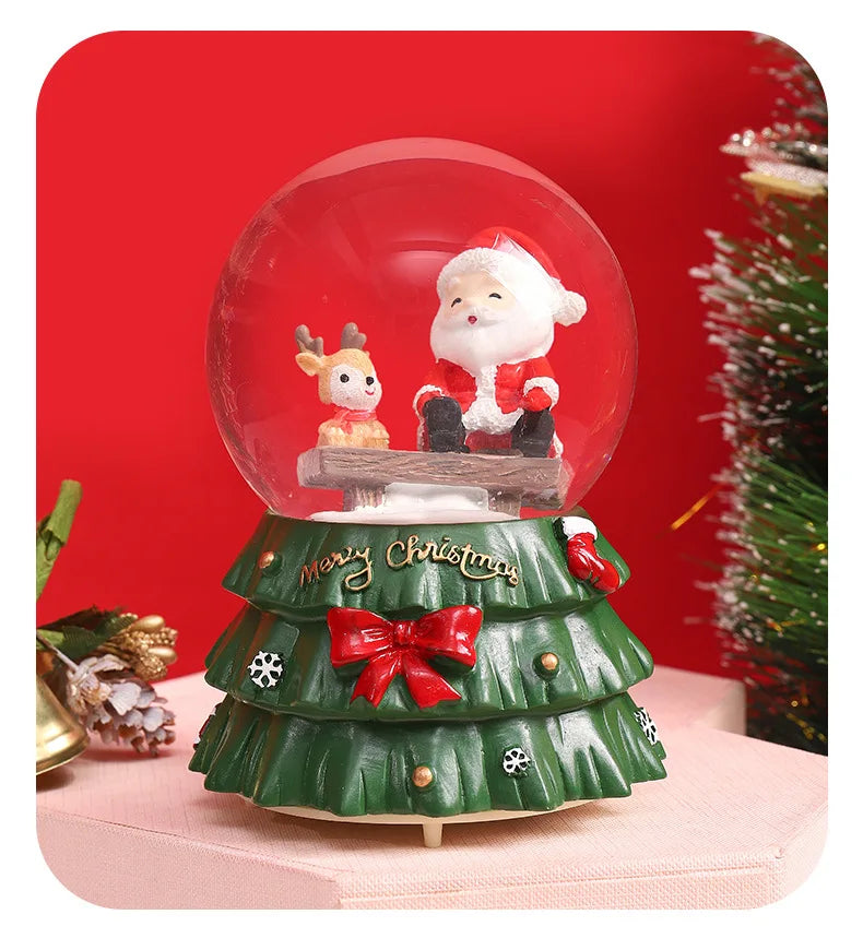 Globo de Neve de Natal, Bola de Cristal Iluminada, Enfeites de Bola de Vidro, Decorações