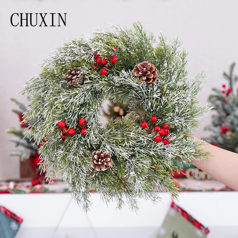 Guirlanda de Natal artificial corona decoração de guirlanda de Natal de plástico decorada