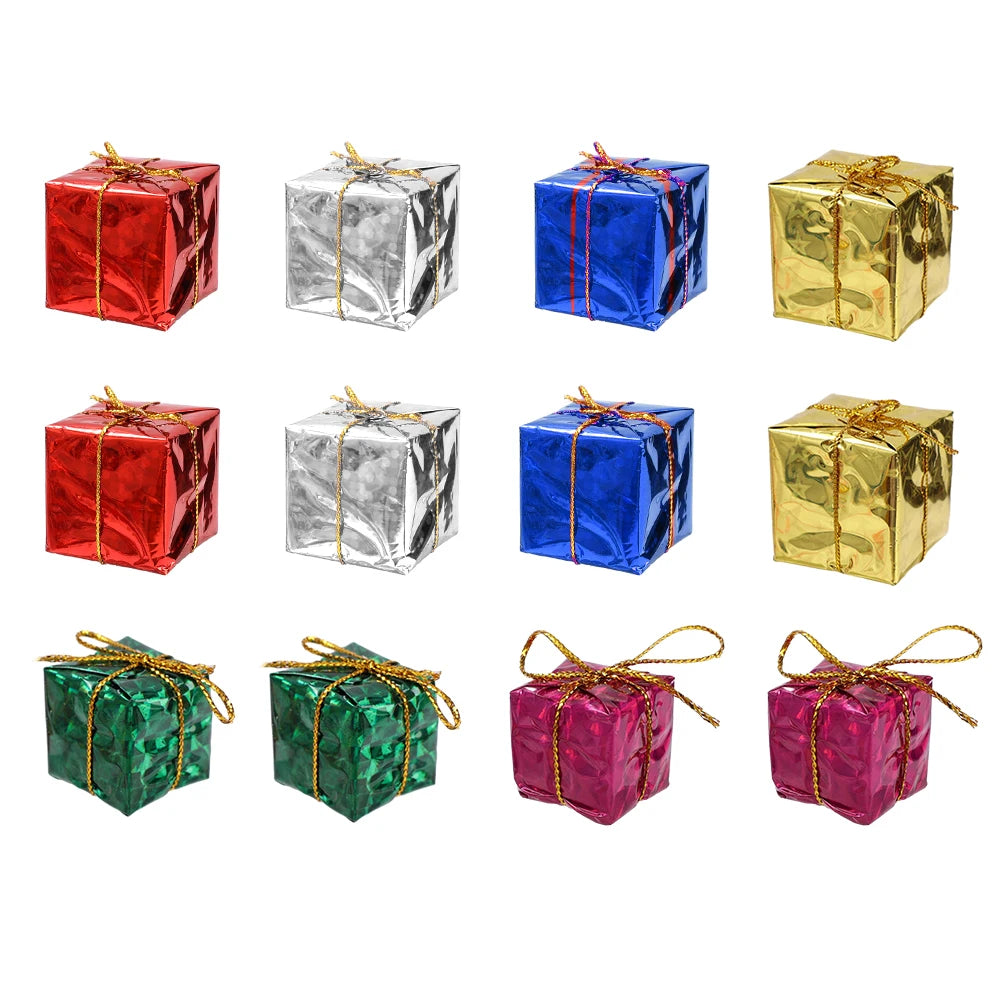 Caixas de Presente Pequenas Decoração de Árvore de Natal Cores Aleatórias 12/240 peças