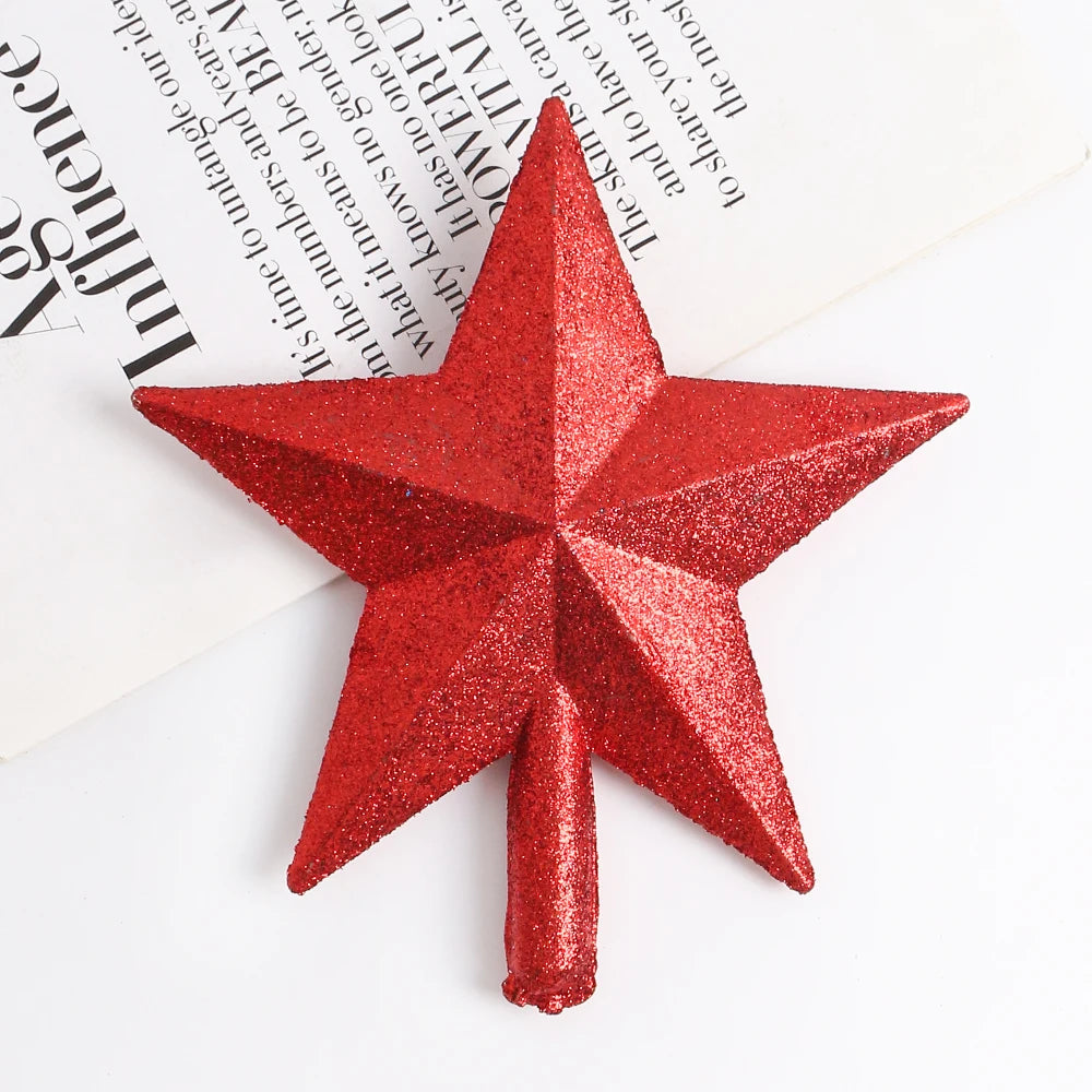 Estrela de Natal com Glitter Topo de árvore de estrela com glitter, 15cm, decoração Natal