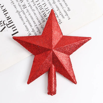 Estrela de Natal com Glitter Topo de árvore de estrela com glitter, 15cm, decoração Natal
