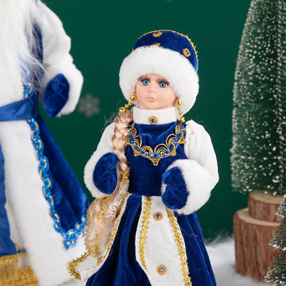Papai Noel Grande Muñeco Cajado Azul Claro Figura do Papai Noel Ded Moroz Natalino