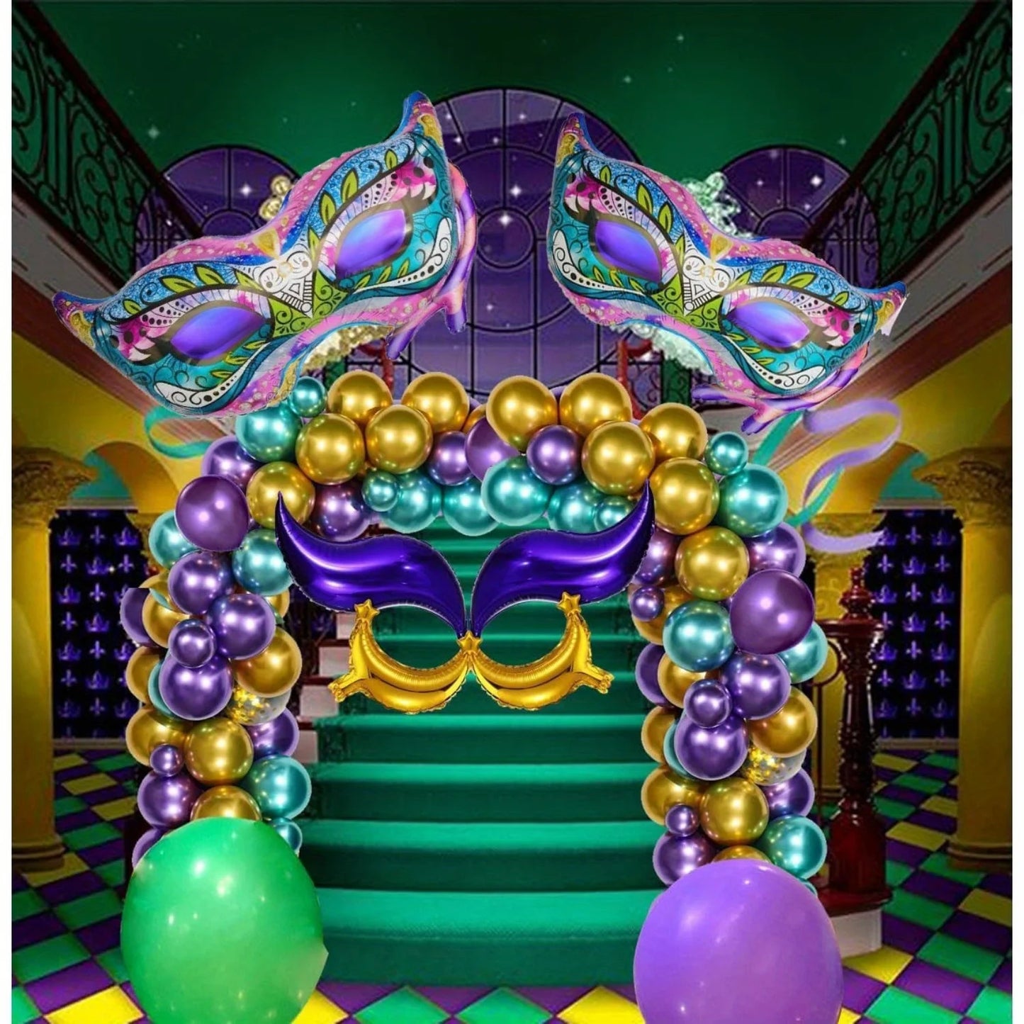 Kit de arco de balão com tema de carnaval balões de carnaval 130 peças arco decoração