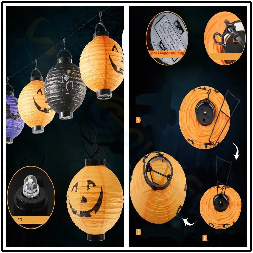 Lanterna de Papel LED 21cm Decoração de Halloween c/1 und - Aranha