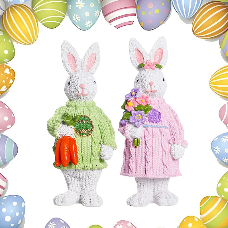 Boneco Coelho da Páscoa Roupas Coelhinhos de resina artesanais em formato de cenoura