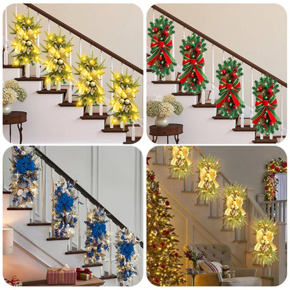 Guirlanda natalina com neve artificial Decoração de Natal Guirlanda Natal Porta Rattan