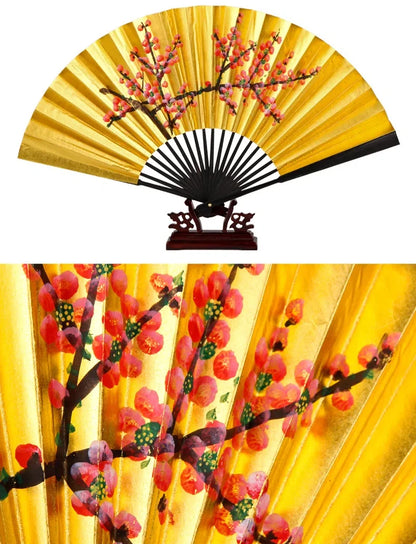 Leque Grande De Bambu Oriental 30cm Aberto e Leque Grande De Bambu