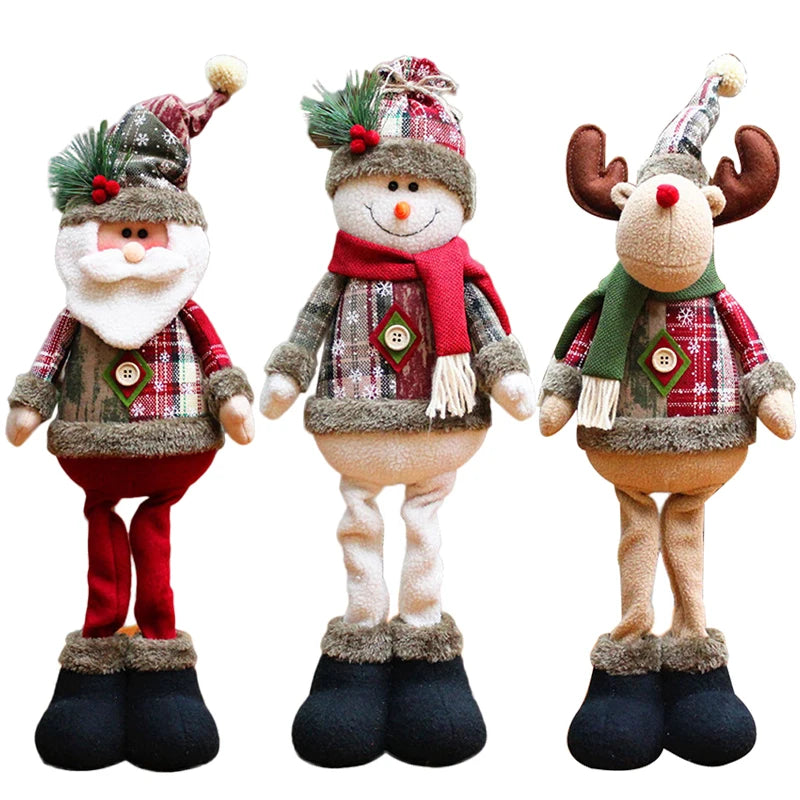 Kit boneco Papai Noel Boneco de Neve Rena Natal Boneco de Natal em pé - boneca retrátil