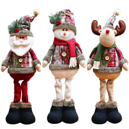 Kit boneco Papai Noel Boneco de Neve Rena Natal Boneco de Natal em pé - boneca retrátil