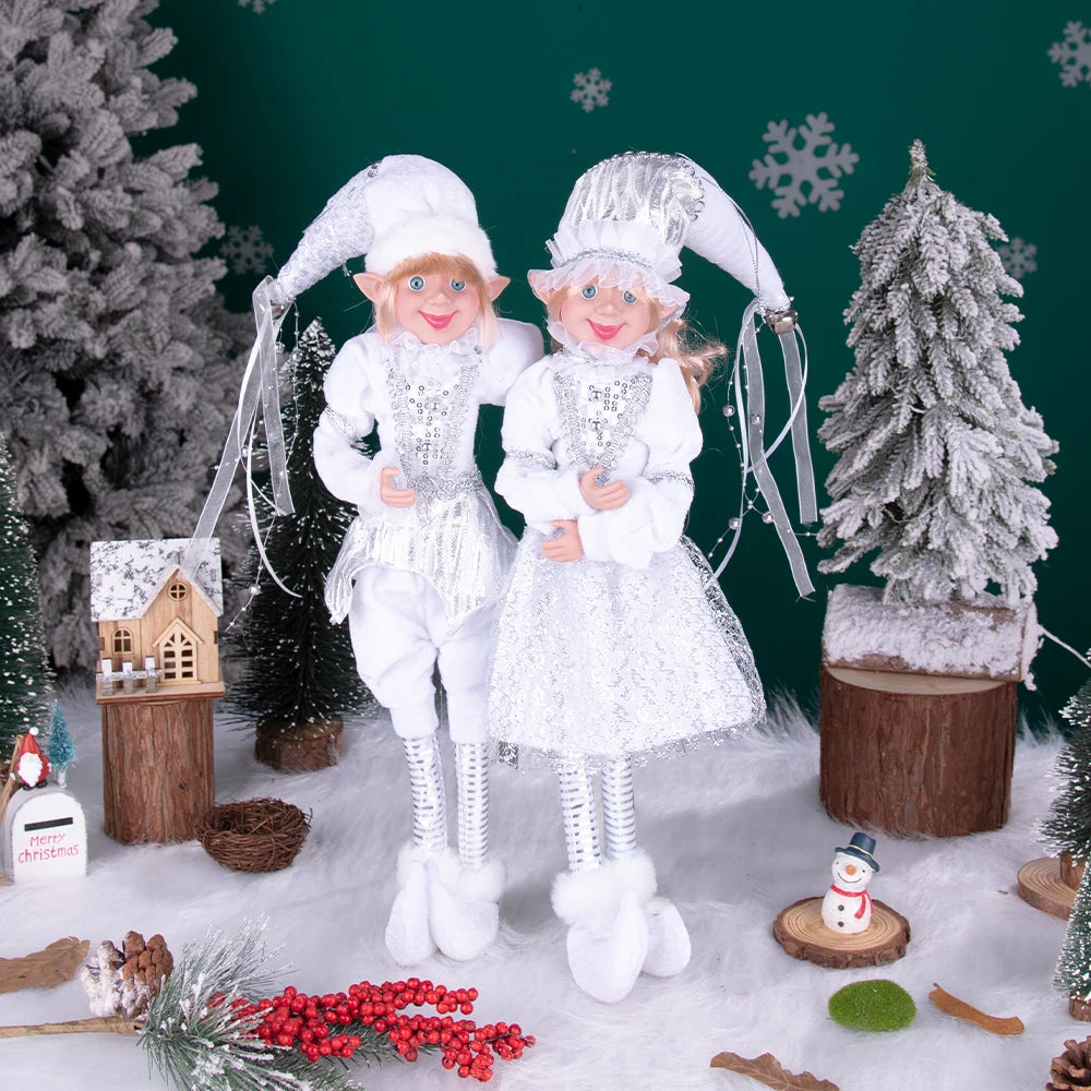 Conjunto de 2 elfos de Natal de 66 cm, adorável elfos vermelhos e verdes para pendurar