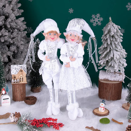 Conjunto de 2 elfos de Natal de 66 cm, adorável elfos vermelhos e verdes para pendurar