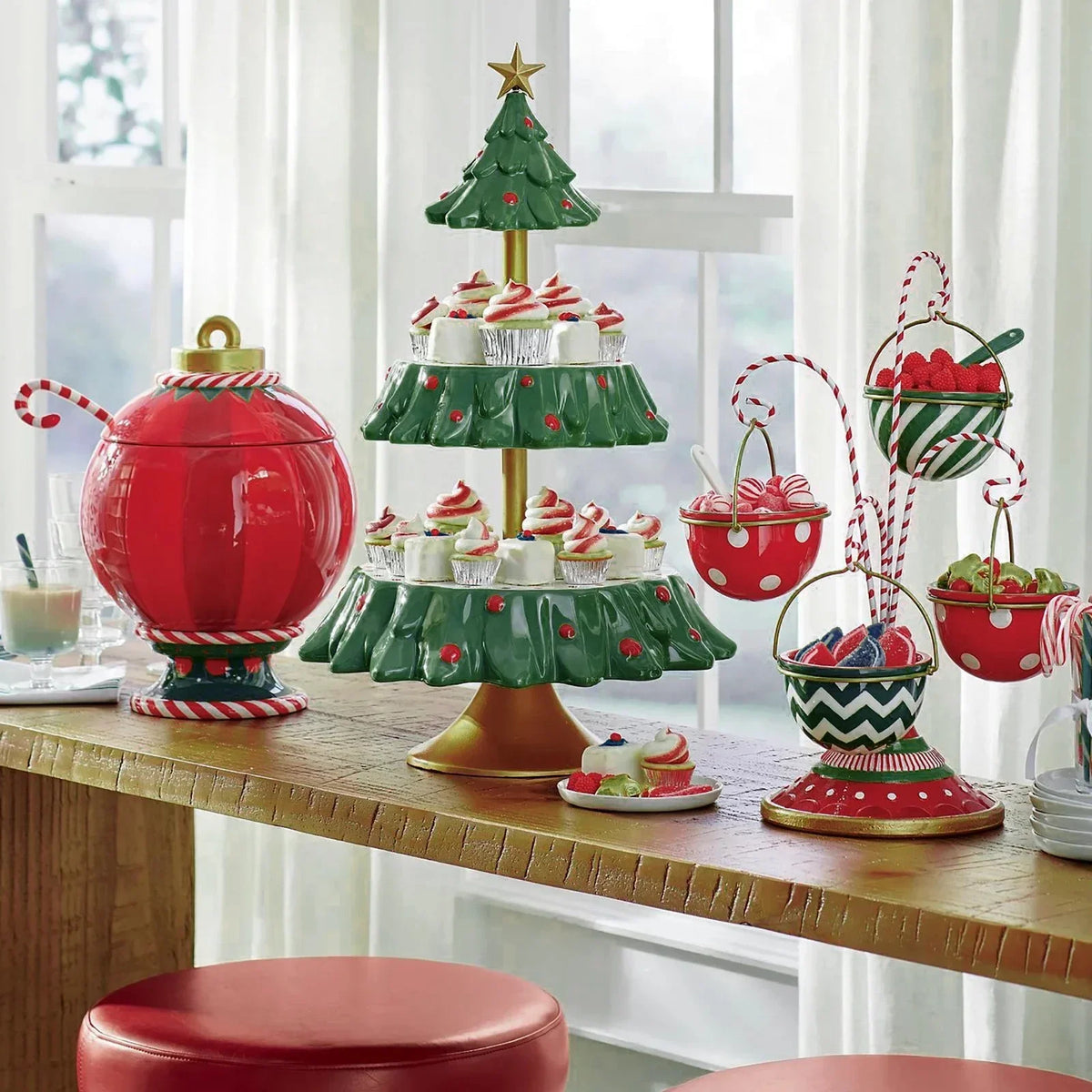 Suporte de Lanche de Frutas para Árvores de Natal e Suporte Decorativo para Tigelas