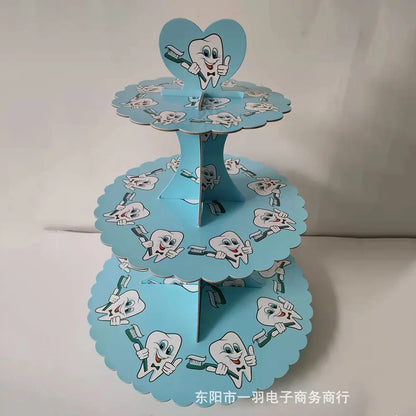 Suporte floral Dia das Mães Suporte floral de 3 camadas para cupcake para festa de chá