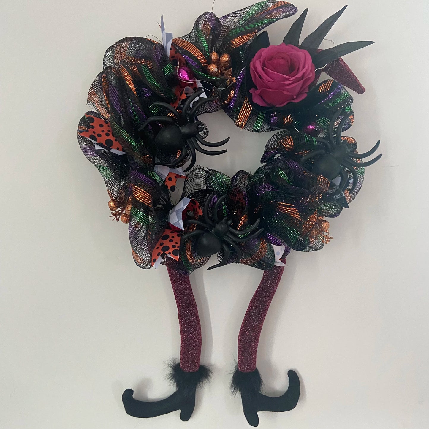 Guirlanda de porta de bruxa de halloween guirlanda de luz led guirlanda perna