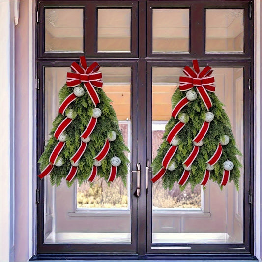 Guirlanda de árvore de Natal feita à mão para porta da frente