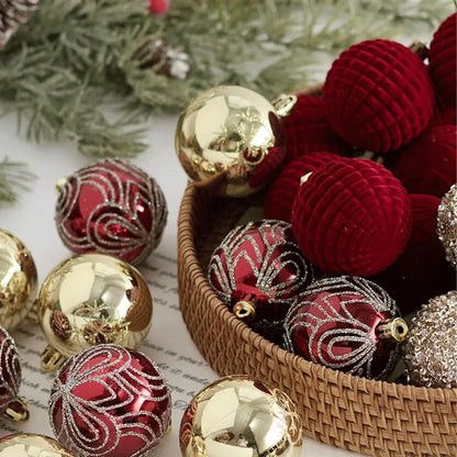 Bola de Natal Vinho vermelho Pingente De Bola De Natal De Veludo, Enfeites De Árvore