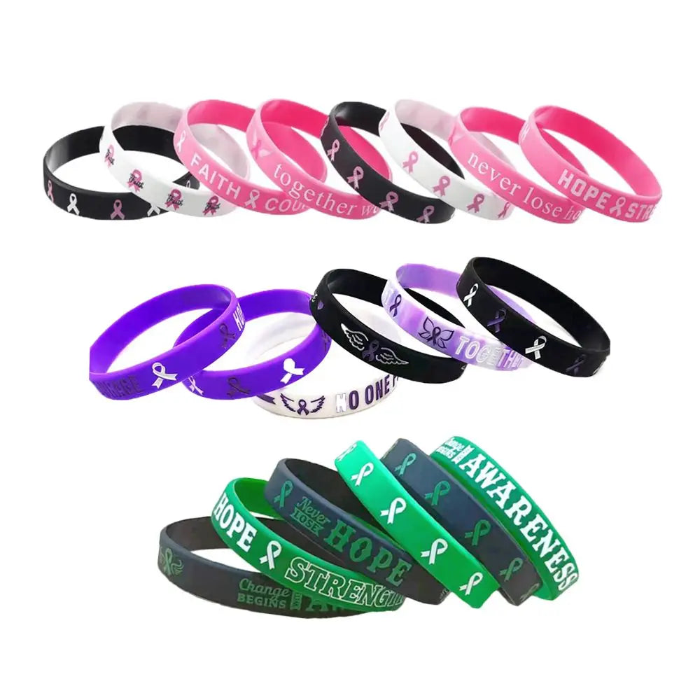 Pulseira de gel outubro rosa Pulseiras de conscientização do câncer mama pulseira silicone