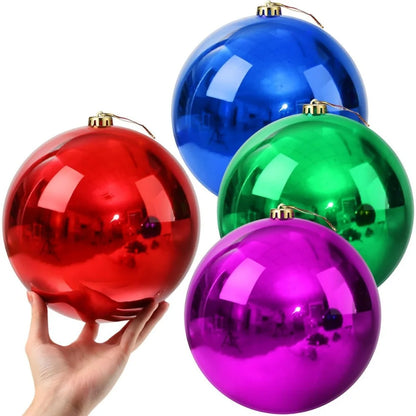 Bolas Natal Grandes Brilhantes, kit com 2 Bolas de Natal Rosa Brilhante Espelhada 15/25cm