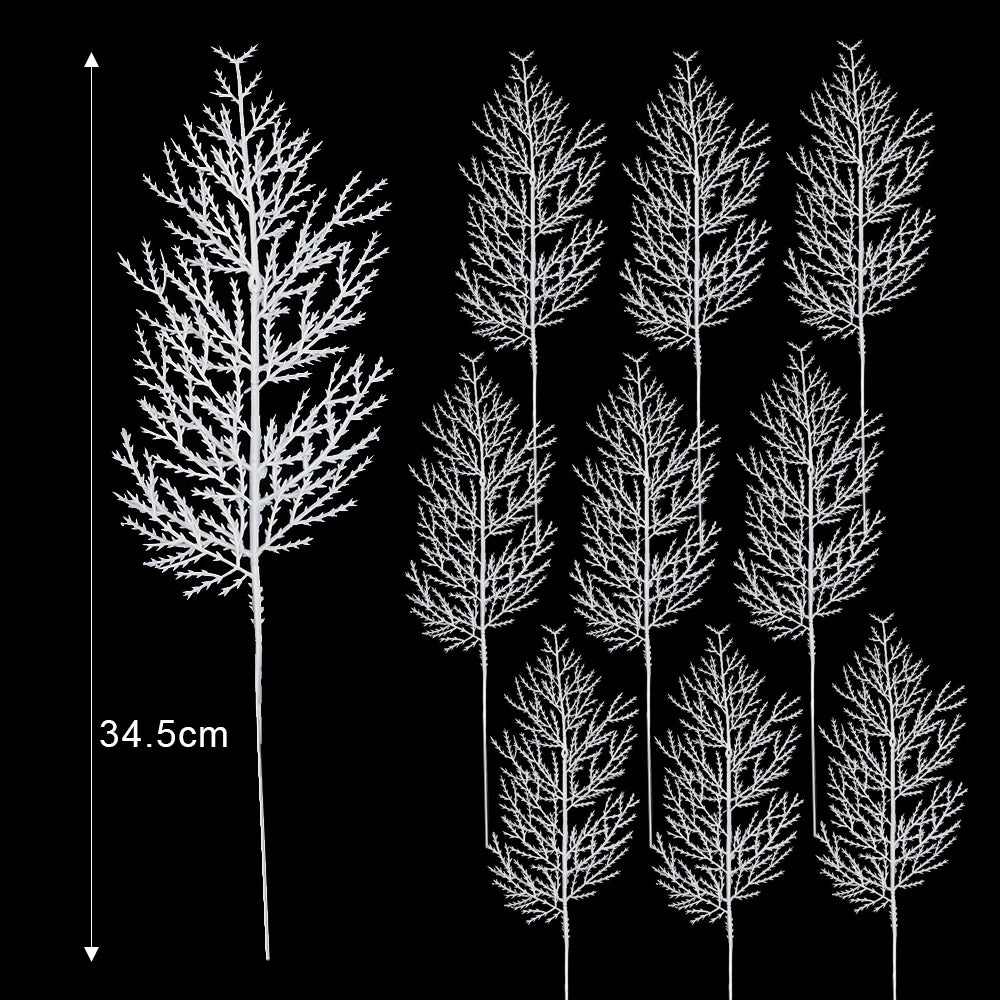Pinho Agulhas Ramos Branco 10 Unidades Folhagem para Imitação de Natal Folha Artificial
