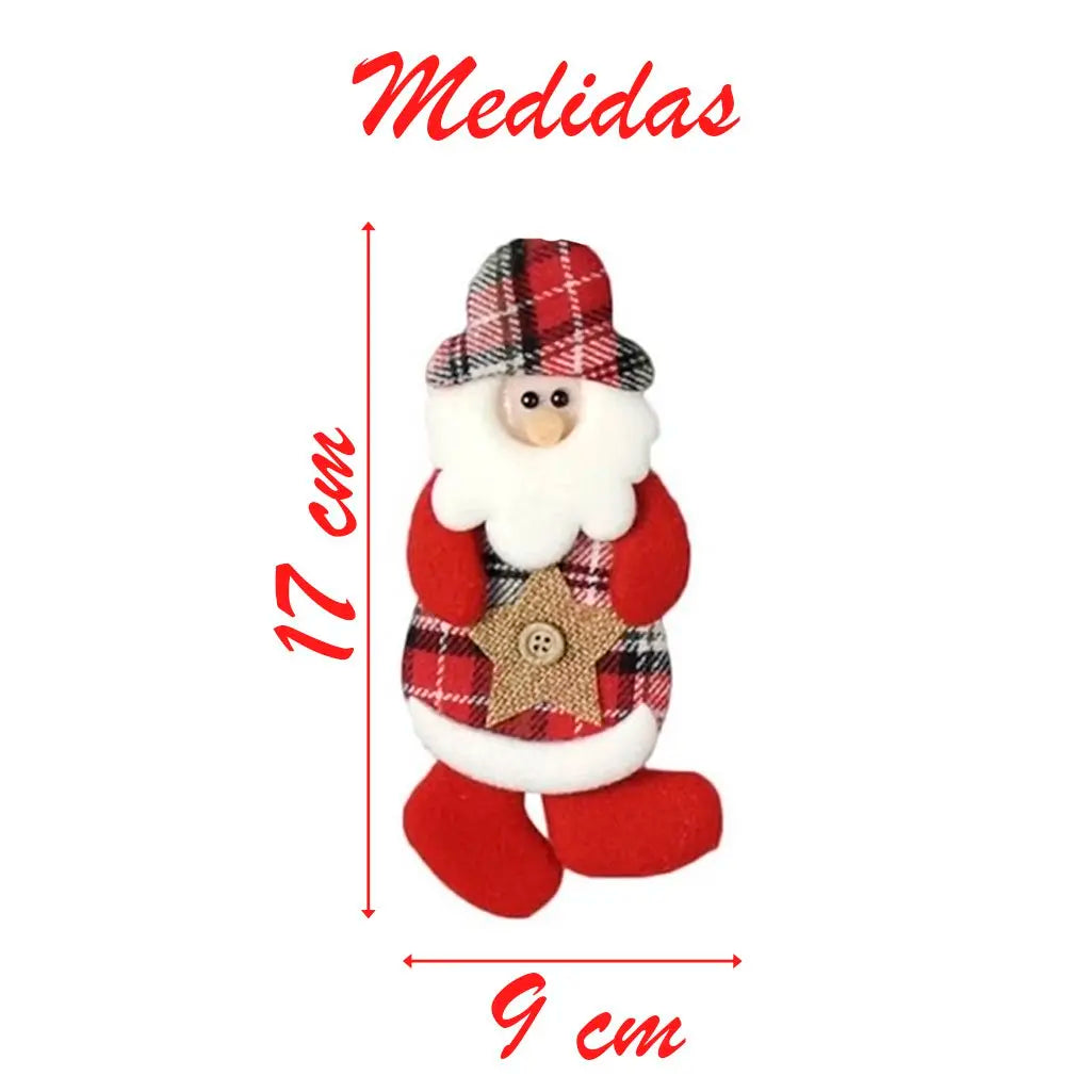 Kit 1 Enfeites Pendente Árvore Natal Papai Noel Boneco De Neve Xadrez 17cm*9cm