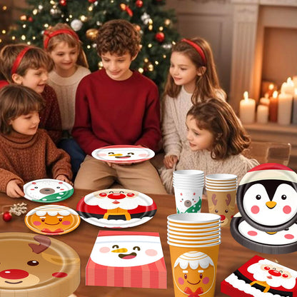 kits Enfeites Natal 40 Pratos Descartáveis Natal 23cm 40 peças 9 Polegadas Conjunto de Pratos Descartáveis