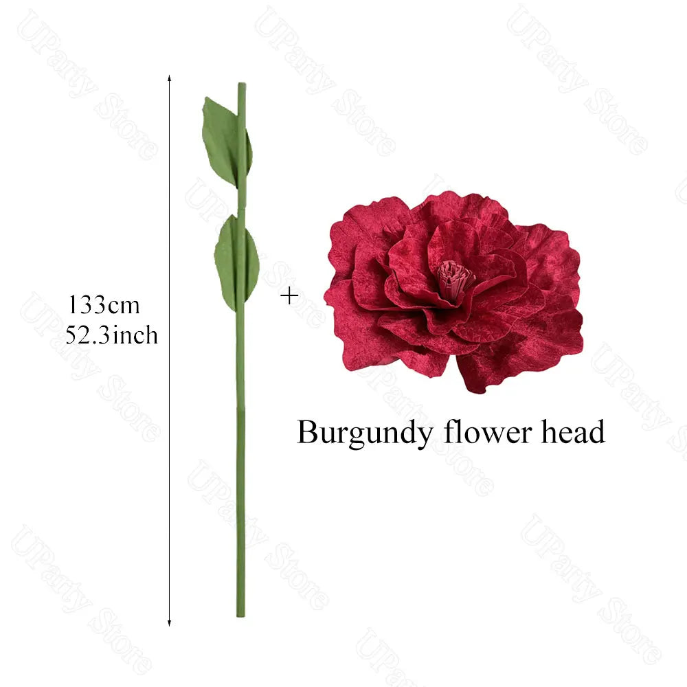 150 cm/60 pol. Rosa vermelha gigante, flores artificiais enormes, adereços flores grandes