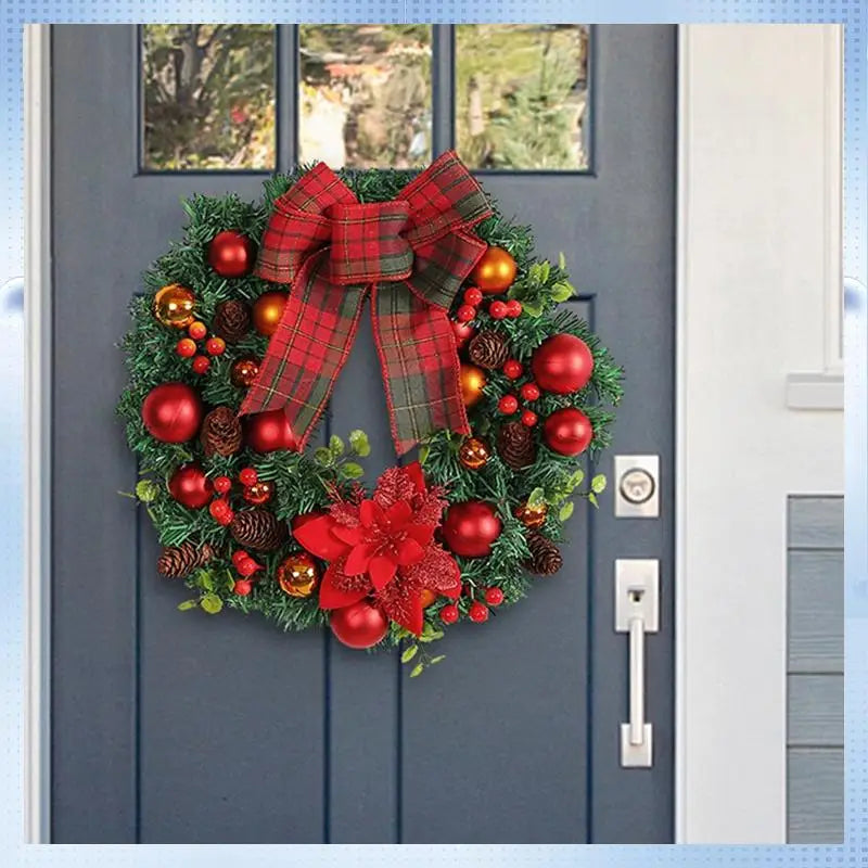 Guirlanda de Natal Ornamento da porta da frente, guirlanda de Natal artificial feliz Natal