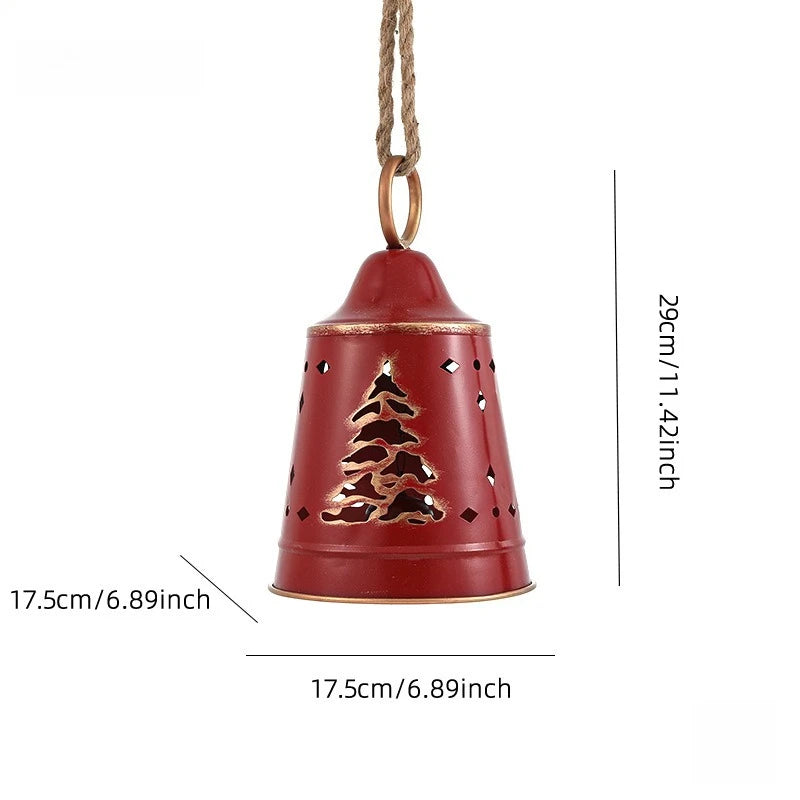 Sinos Decorativos de Natal em Ferro Forjado Resistente com Acabamento Rústico 29cm*11.42 Pol.