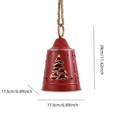 Sinos Decorativos de Natal em Ferro Forjado Resistente com Acabamento Rústico 29cm*11.42 Pol.