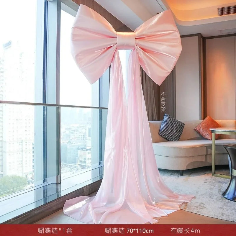 Laço decorativo grande, laço gigante de veludo vermelho, cenário casamento, decoração