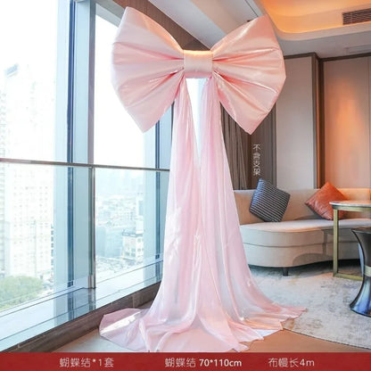 Laço decorativo grande, laço gigante de veludo vermelho, cenário casamento, decoração