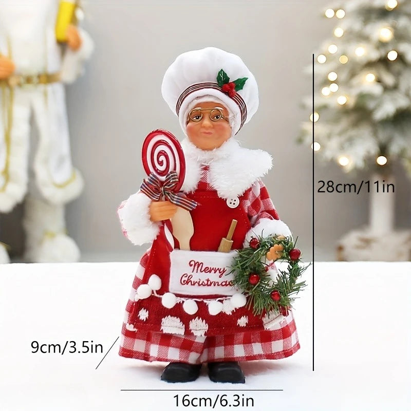Boneco Chef de Natal, Figura do Papai Noel, Decoração de Natal, Estátua de Cozinheiro