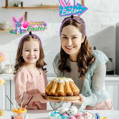 Faixa de cabeça de Coelho da Páscoa com laço, faixa de cabelo, orelhas de coelho, cabelo
