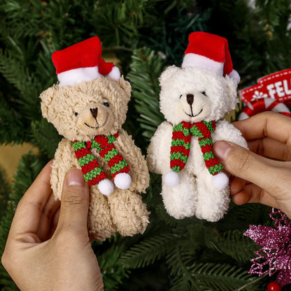 Urso De Pelúcia de Natal com Chapéu Vermelho Natal de Pelúcia Pingente de Urso Natalino
