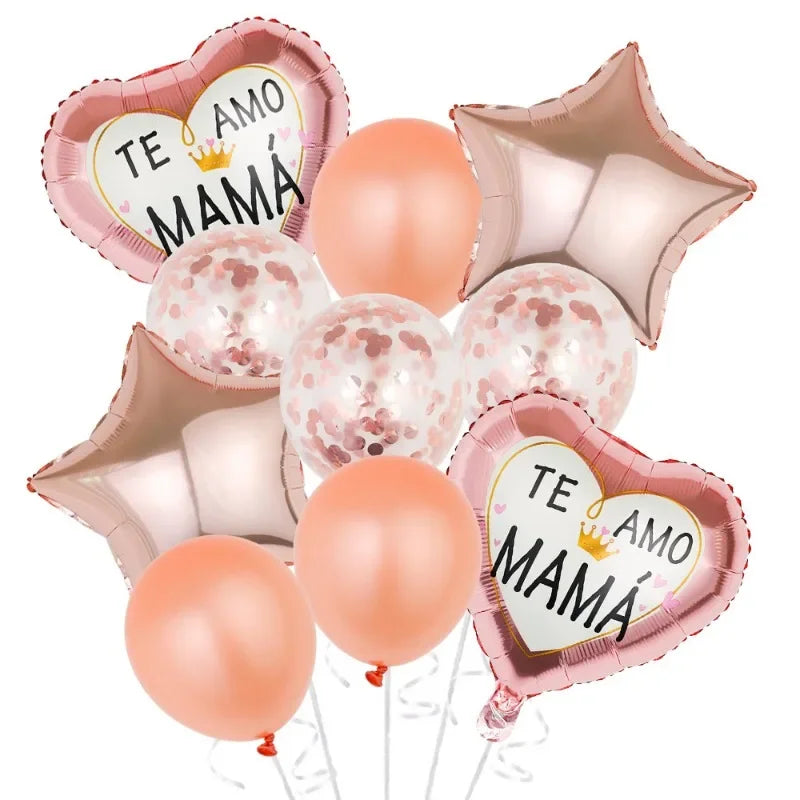 Balões de Dia das Mães 30 pol. 5/10 peças Coroa Feliz Dia das Mães Decorações